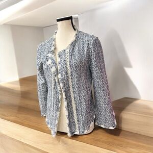 NIC+ZOE Blue and White Textured Jacket